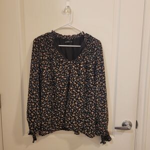 Mikarose Black and Tan Floral Blouse